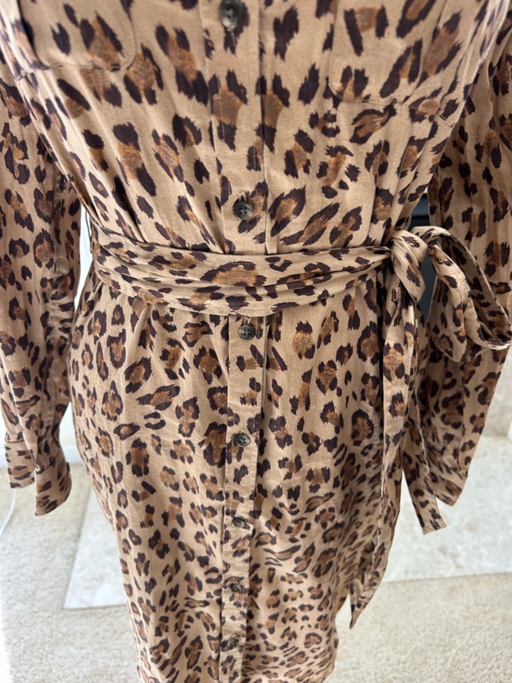 Ralph Lauren Leopard-Print Midi Shirt Dress - Brown/Tan - Picture 5 of 13